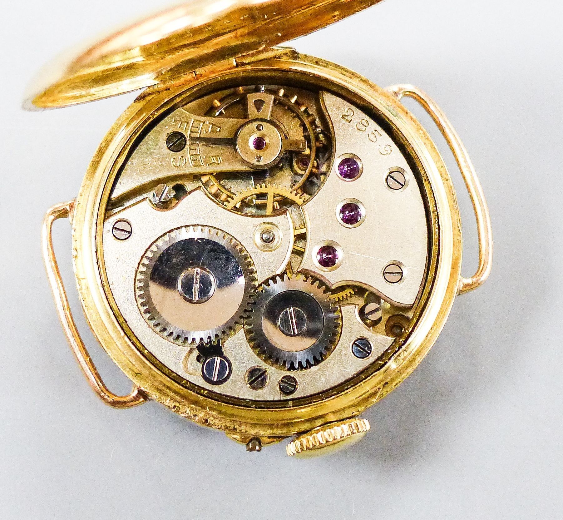 A lady's continental 18k and rose cut diamond set manual wind wrist watch, case diameter 26mm, gross weight 18 grams.